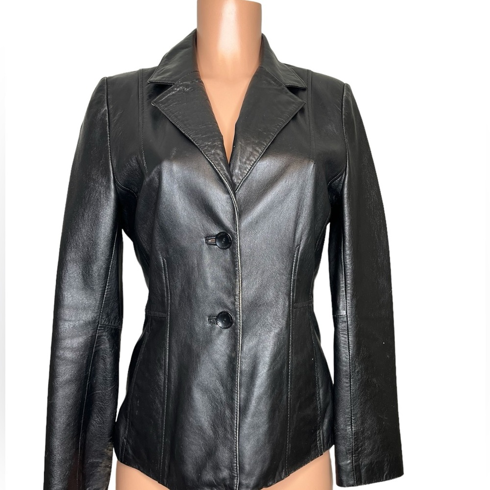 Wilson Leather Pelle Studio Black Leather Blazer Jacket